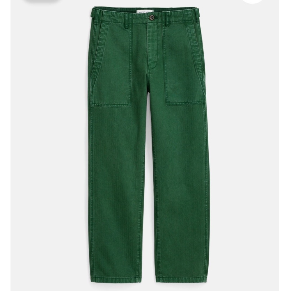 Alex Mill Neil Pant Herringbone Emerald Green Women Size 8 Utility Trousers NEW